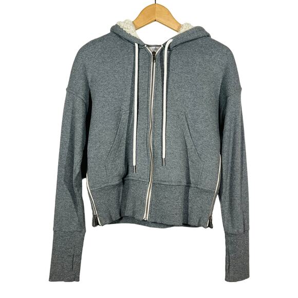 Cabi Fleece Lined Jacket Zip Side Long Sleeve Sweatshirt Full Zip Hoodie Gray S - Picture 1 of 6